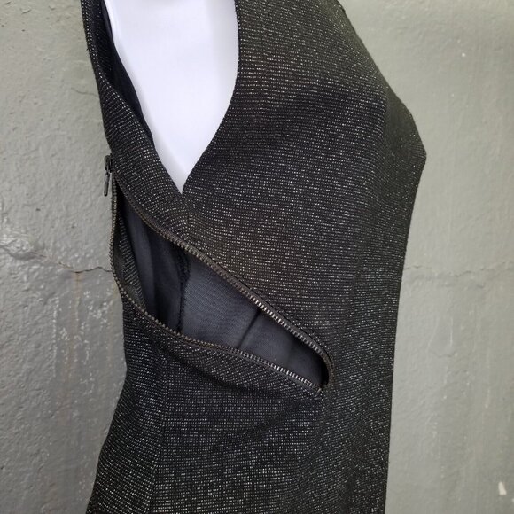 ALICE + OLIVIA Gyllen Dress Womens M Mini Black Metallic Fleck Zipper Net Lining - Picture 5 of 12